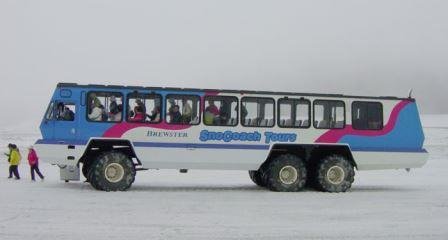 snow coach at Athabasca Glacier