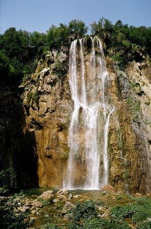 waterfall of the Plitvica river at Lower Lakes.