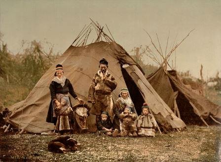 A Sami (Lapp) family in Norway
